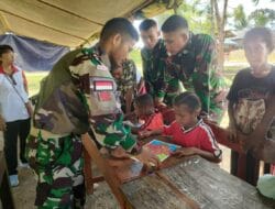 Meriahkan HUT Yonif 122/TS Ke-59 Tahun, Satgas Pos Mosso Gelar Lomba Mewarnai Untuk SD Negeri Mosso