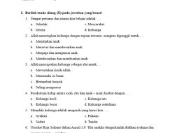 Contoh soal sumatif akhir tahun SKI kelas 5 SD