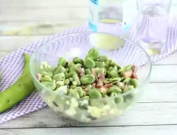 Smoky bacon fava bean salad