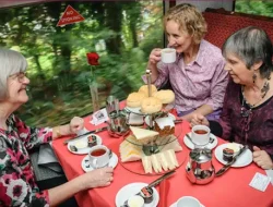 Vintage steam train ride with coastal views and high tea