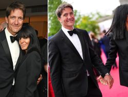 Claudia Winkleman’s rare outing with husband after frantic BAFTAs dash