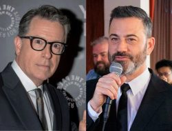 Jimmy Kimmel bids farewell with Colbert’s final Late Night rerun