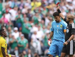 World Cup star’s 50-minute first game nightmare: South Africa player is sent off after gifting goal