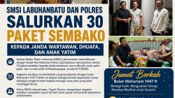 SMSI Labuhanbatu Bersama Polres Labuhanbatu Salurkan 30 Paket Sembako kepada Janda Wartawan, Kaum Dhuafa, Anak Yatim, dan Rumah Tahfiz