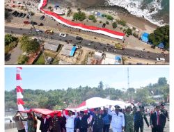 Wujud Syukur Masyarakat Atas Kemerdekaan di Meriahkan Dengan Bentangan Bendera Merah Putih