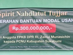 Penyerahan Bantuan Modal  Usaha dari Anggota FPKB DPR RI, Zainul Munasichin Kepada PCNU Kabupaten Sukabumi Sebesar Rp.300.000.000.
